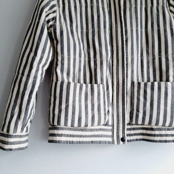 NUMPH - Anthro Womens Grey Striped Zip-Front Bomber Jacket Sz XS / S - Picture 5 of 13